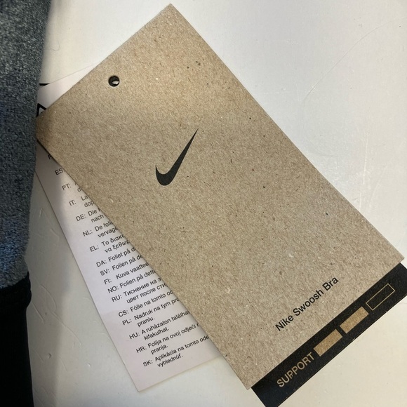 Nike Air Swoosh Sports Bra, Dri-Fit, Medium Support, Black/Silver, S, NWT - Picture 4 of 6